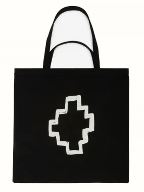 BORSA TOTE "TEMPERA CROSS" IN COTONE NERA