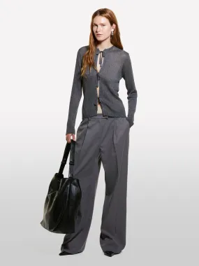 Cardigan grigio scuro con laccetti