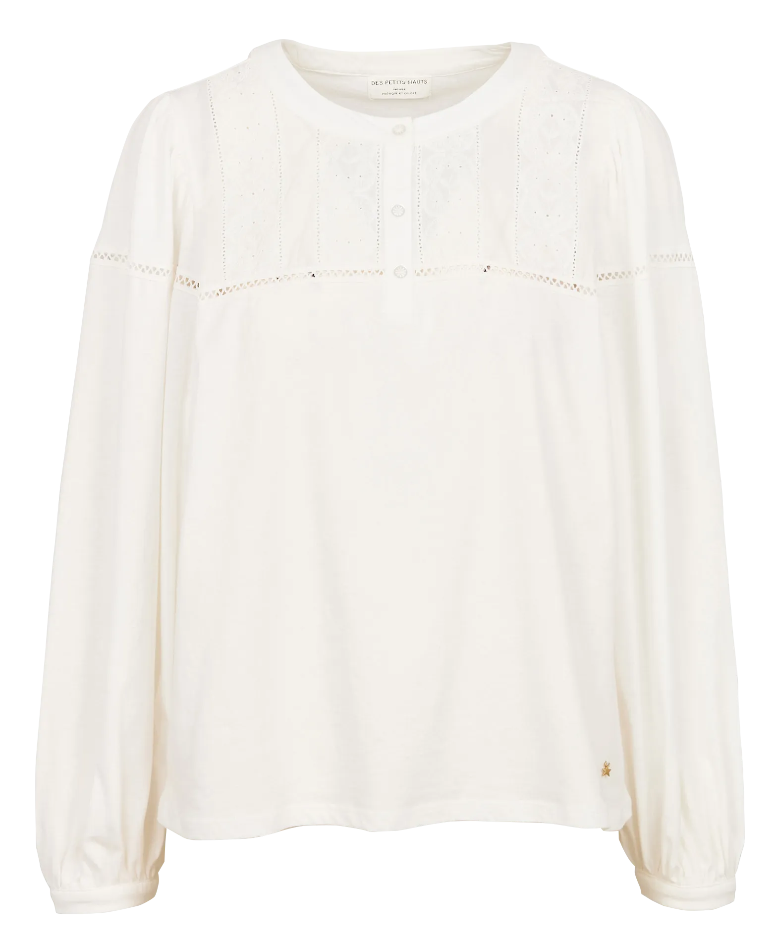  DES PETITS HAUTS   IOMILIE - Blusa ricamata in cotone | Bianco