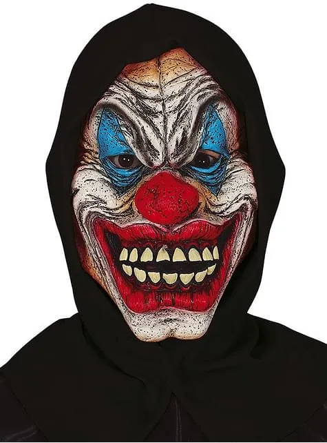 Maschera da clown spaventoso con cappuccio