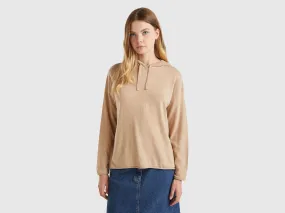 Nuovi arrivi Maglia beige misto cashmere con cappuccio