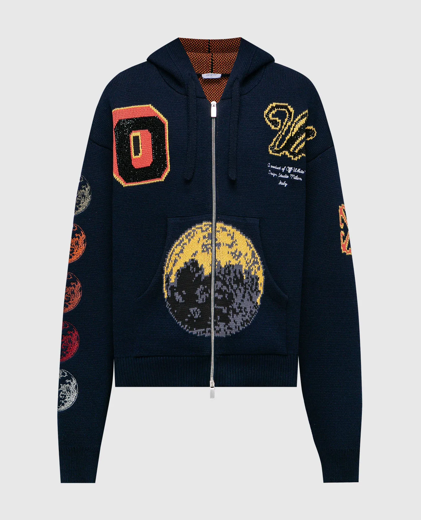 Off-White Cardigan Cryst Moon Phase Vars blu con strass OMHU013F23KNI001