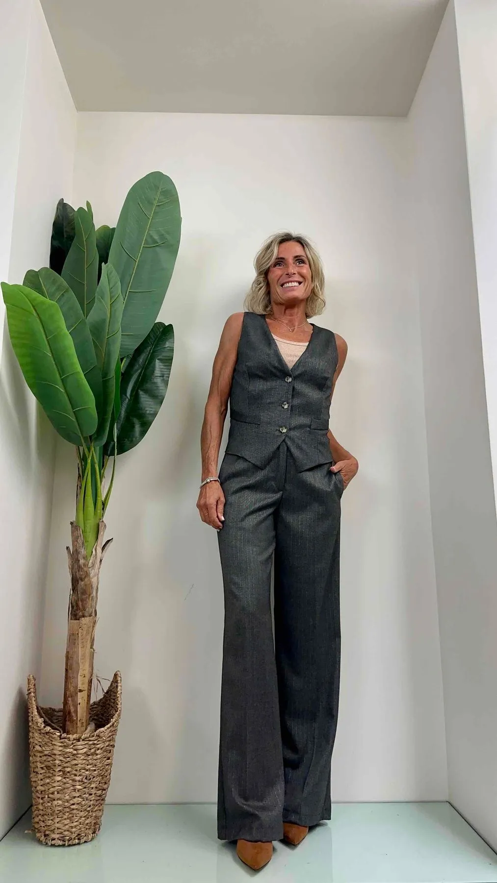 VICOLO - TR1445 - GILET STRUTTURATO RIGHE LUREX